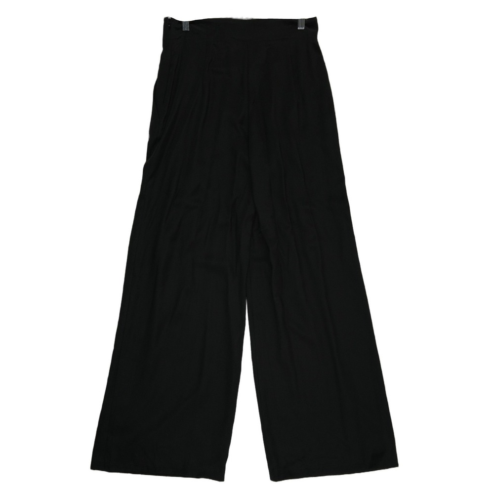NWT Lafayette 148 Wide Leg Pants Trousers Women's Size 4 Black Silk MSRP $460